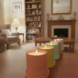 כלי עגול לנר כולל שאווה ריחנית מבטון פולימרי